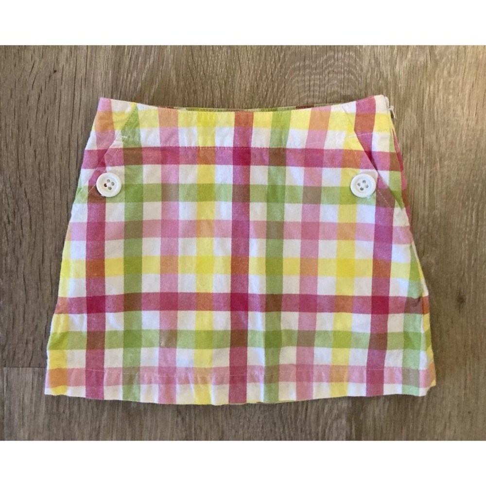 Gymboree Girl’s Size 3 Pink, Yellow & Green Plaid Casual Skort